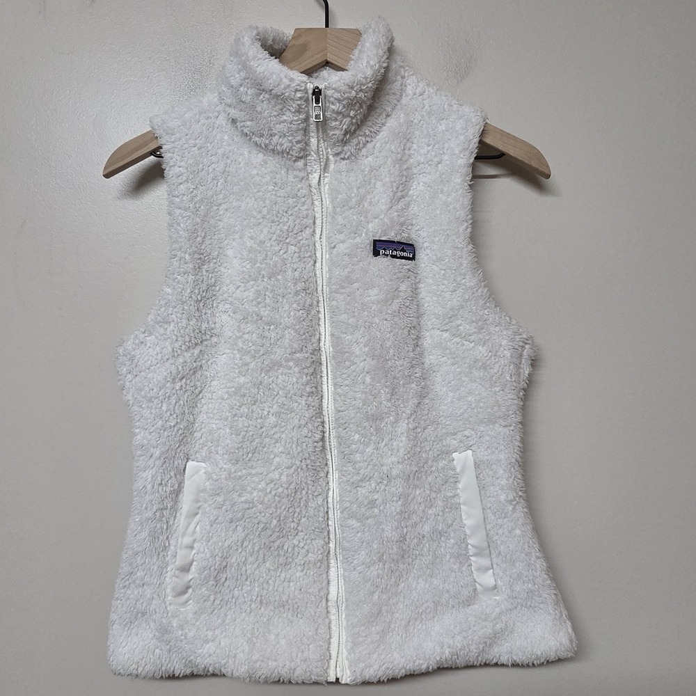 Patagonia Los Gatos White Vest Womens Small Lined Pockets Sherpa Like 25216
